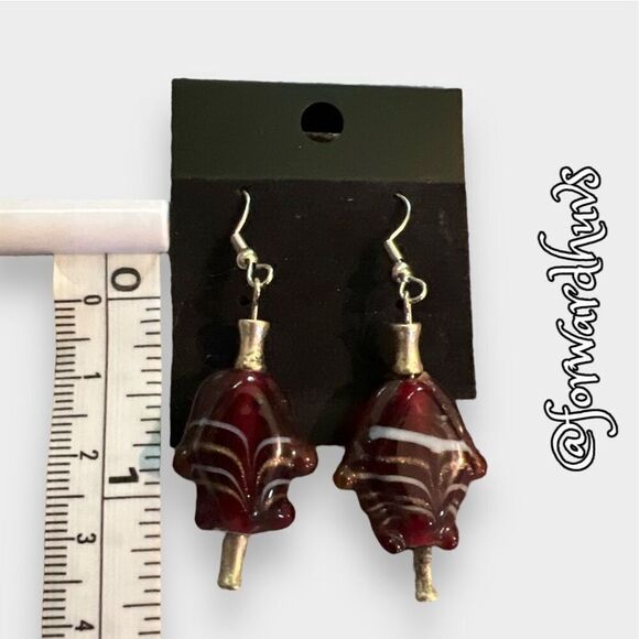 Two Pair of Artisan Hand Crafted Glass Fish Earrings – Red and Yellow - Picture 12 of 14